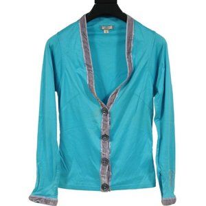 Voyage Invest In The Original Cropped Cardigan Medium Turquoise Cotton Jacket